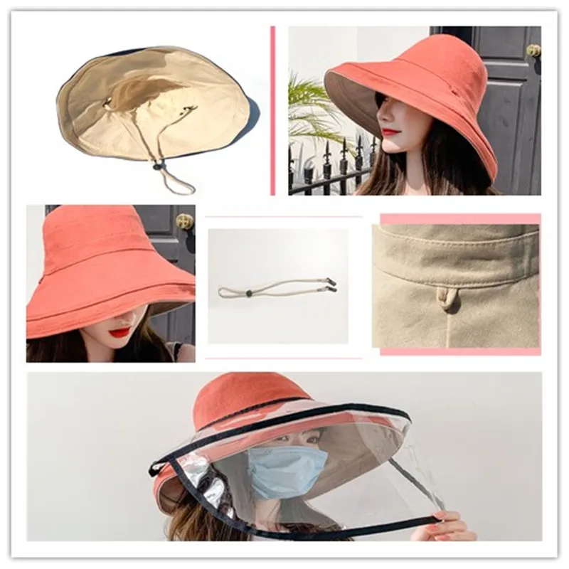 COKK Hat Women Summer Bucket Hats With Double Sided Fisherman Hat Female Sun Protection Windproof Foldable Beach Hat Gorros