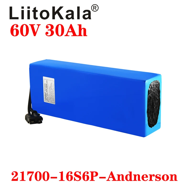 Imagem -03 - Liitokala-scooter Elétrica 60v 30ah 16 S6p Bateria de Lítio 60v 1000w