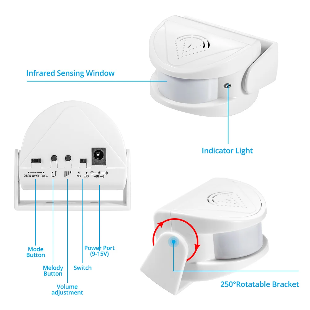 Fuers Wireless 32 Songs Music Guest Welcome Doorbell Chime PIR Motion Sensor Alarm For Shop Entry Security infrared Detector