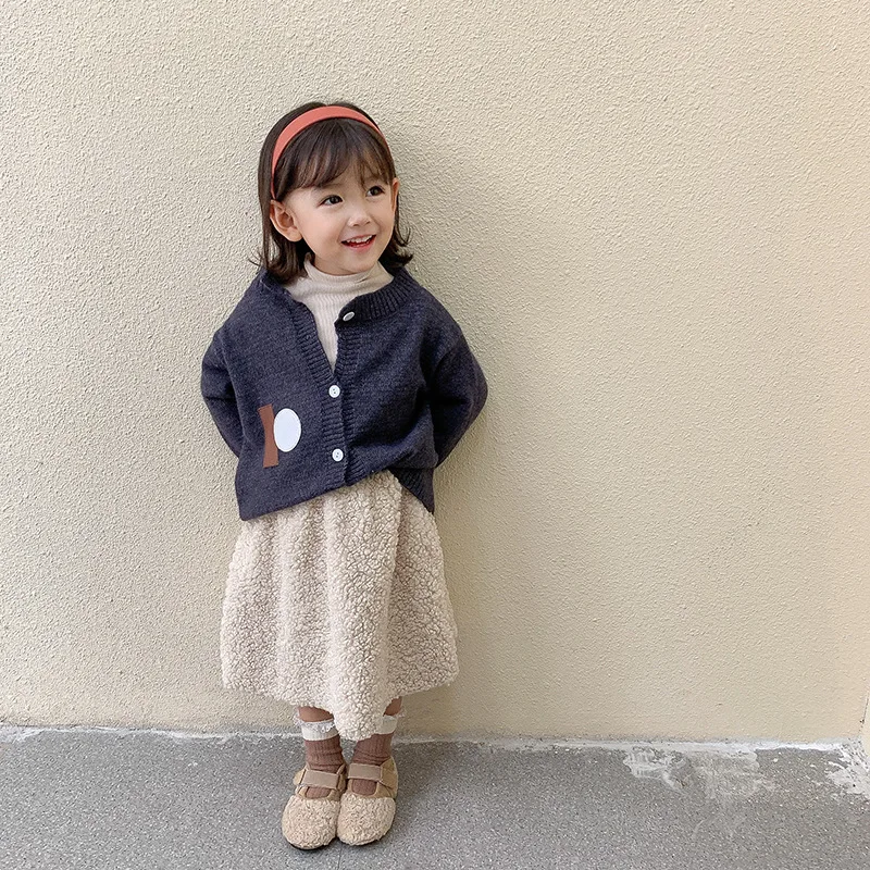 Girls\' 2022 Autumn And Winter New Looped Wool Skirts Children\'S Skirts Thickened Western-Style Little Girls Skirts