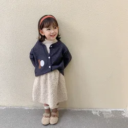 Girls' 2022 Autumn And Winter New Looped Wool Skirts Children'S Skirts Thickened Western-Style Little Girls Skirts
