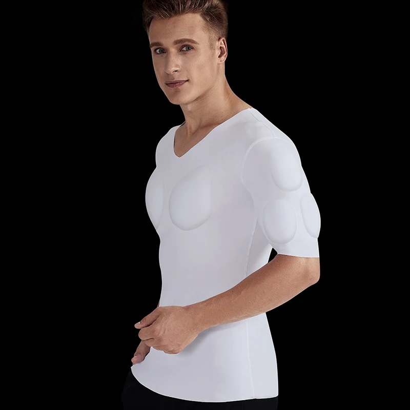 Prayger Fitness Músculos PEC Tops, Invisible Pads Underwear, Peito Grande Aumento Shaper, camisas masculinas