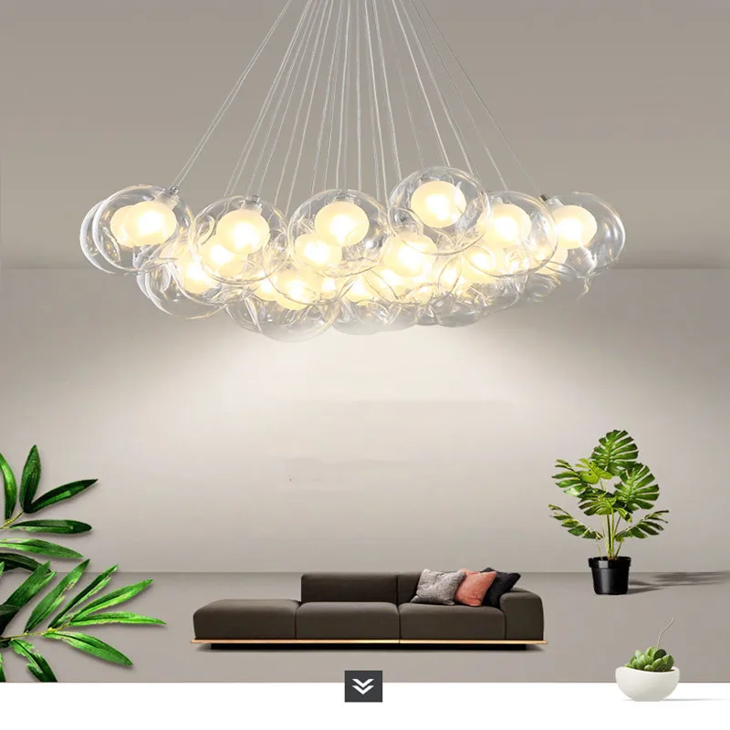 

Creative replica lamp designer chandelier clothing store bedroom dining room glass ball bubble lamp living room glass globe chan