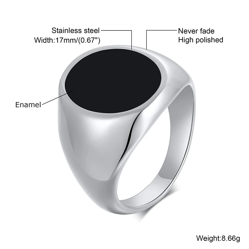 Vnox Gothic Punk Rings for Men Signet Rings Round Square Top Stamp Finger Band Chunky Boys Teens Rock Jewelry Fraternal Rings