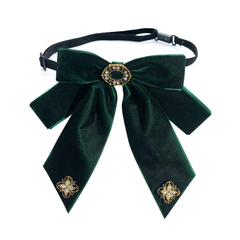 Retro Samt Fliege Brosche Pins Stoff Blume Strass Krawatte Weibliche Hemd Kragen Luxulty Schmuck für Frauen Zubehör – Detail 6