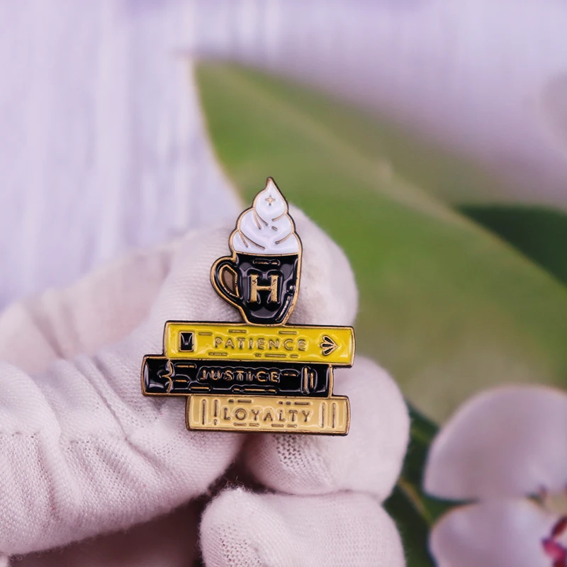 Wizarding school The Most Inclusive House Hufflepuff pinss magic Cat Mandrake Root Charms,Herbology,Potions-Spell Books brooch - view 6