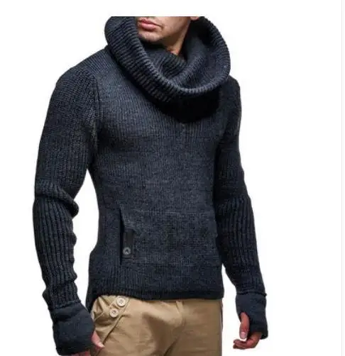 M-3XL 2020 New Clothing Turtleneck Men's Jacket Large Size Fashion Brand Casual Slim Long Sleeve Sweater