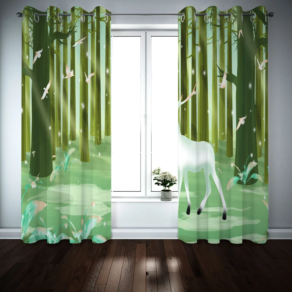 Custom blackout curtains 3D Animal abstract forest curtains 3D window sunshade home Living room bedroom window curtains modern