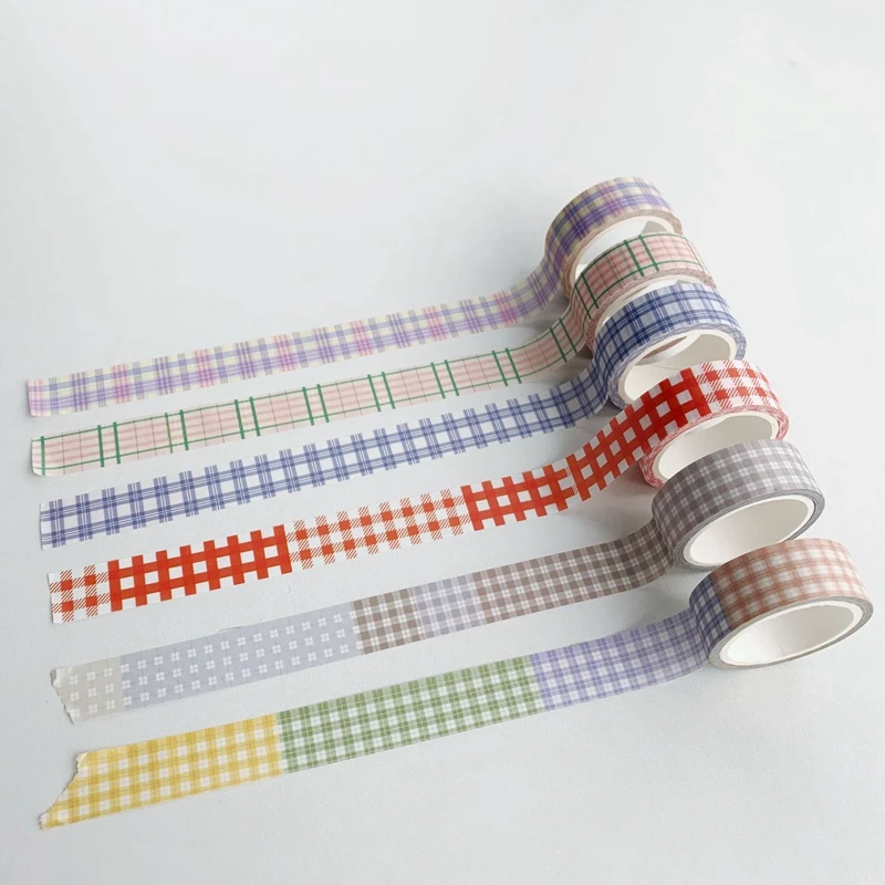 Ins Korean Simple Grid Washi Tape Diary DIY Decorative Adhesive Tape School Stationery Hand Account Material Stickers