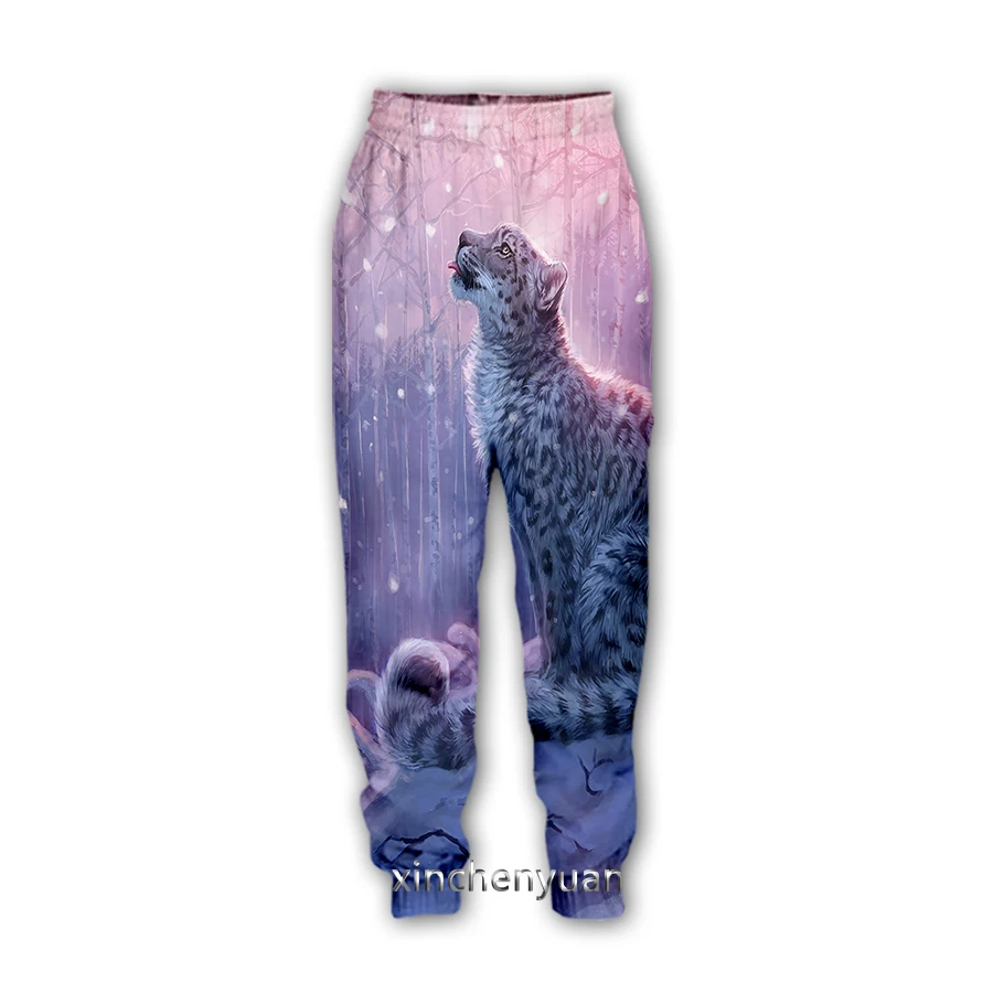 xinchenyuan 3D Animal Snow Leopard Print-Casual Pants Sweatpants Straight Pants Sweatpants Jogging Pants Trousers K80