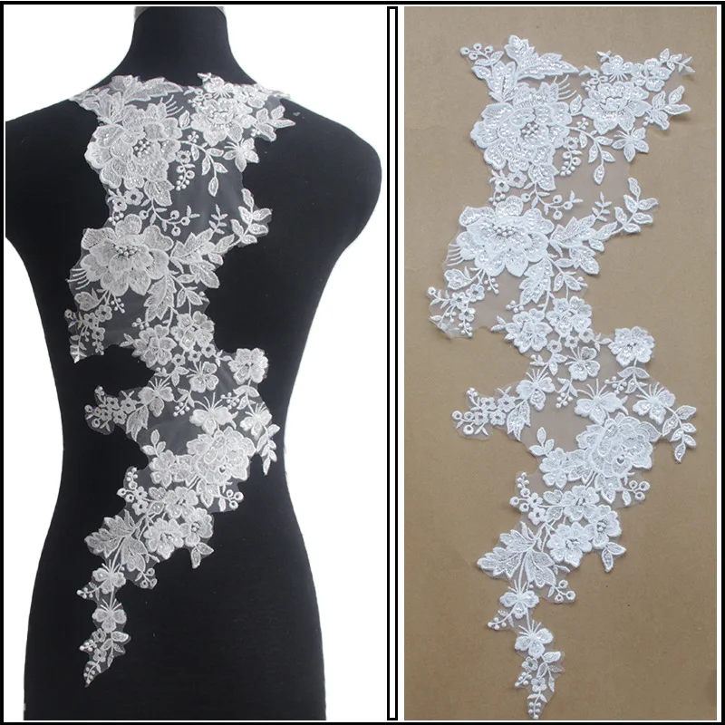 Oversized New Flat Embroidered Lace Flower Stickers Bridal Wedding Dress DIY Jewelry Lace Accessories