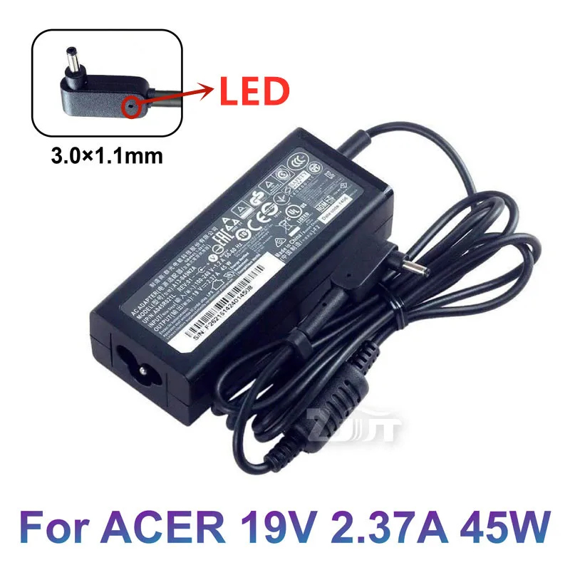 19V 2.37A 45W 3.0*1.0mm AC Power Laptop Adapter Charger For ACER Aspire S7 391 V3-371 Switch12 PA-1450-26 A13-045N2A SF314-51-76