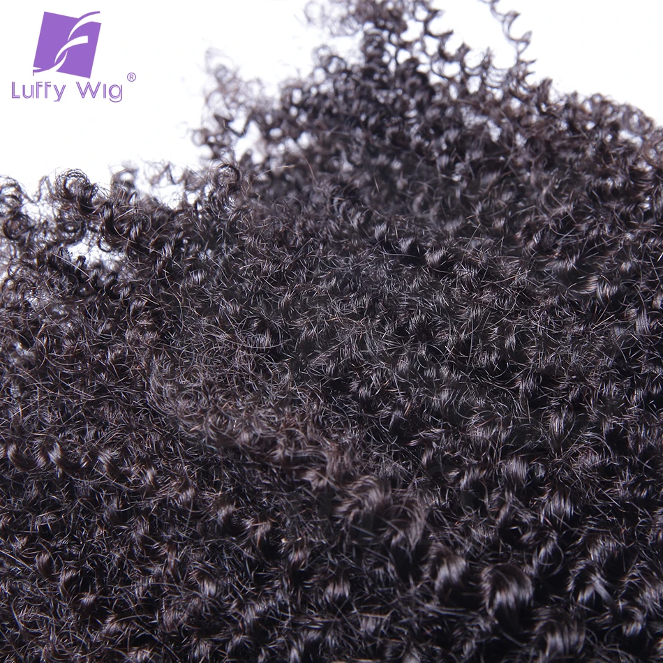 Luffy-Cheveux humains bouclés afro crépus à double proximité pour femmes, cheveux Remy mongols, tresses sans trame, noir naturel, en vrac pour le tressage