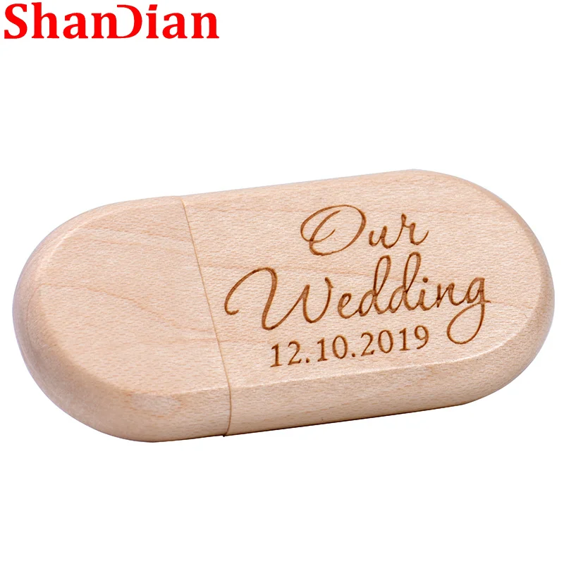 

SHANDIAN Wood USB 2.0 Flash Flash Drive 4G 8GB 16GB 32GB 64GB 128G Wediing Gifts Pen Drives Free Custom LOGO Memory Stick U Disk