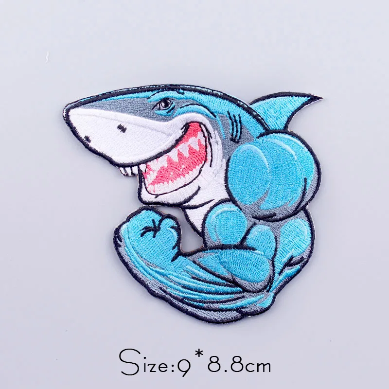 Bear/Shark Patch Skull Punk Embroidery Patch Embroidered/Clothing Patches Iron On Patches On Clothes Stripes Sew Applique Badge