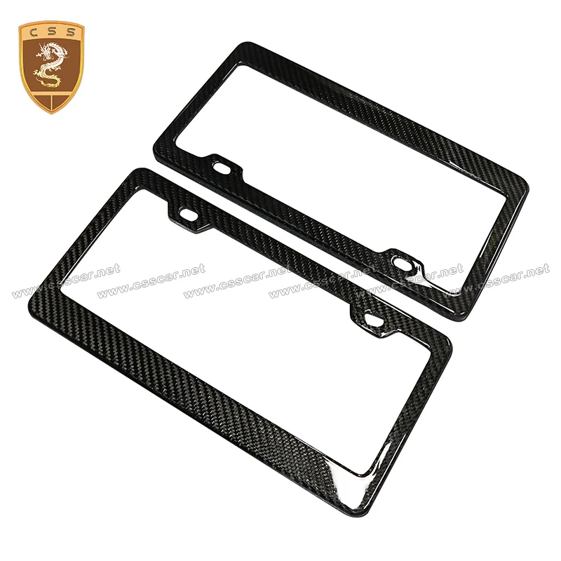 2pcs Universal Car License Plate Frame Car Number Plate Holder High Quality Carbon Fiber Gloss Black Style License Plate Frame