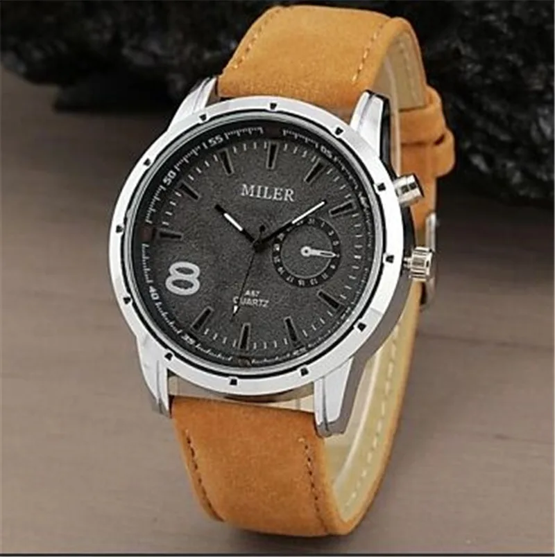 MILER Watches Men Sports Watches Fashion Leather Band Quartz Wristwatches Men Military Watches horloge heren relogio masculino