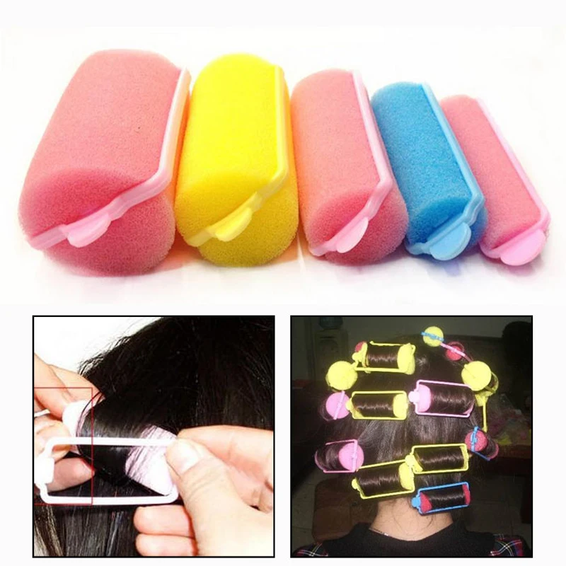 10PCS/Pack Sponge Roll Curler New Fashion Sleeping Bendy Hair Curlers Sponge Hair Roller Large Pear Hair Tool Color random