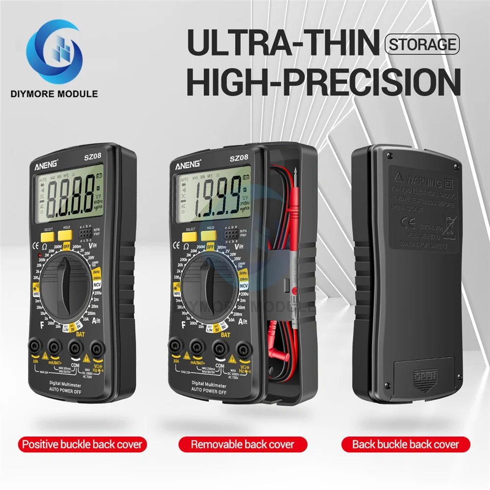 ANENG SZ08 Digital Multimeter Ultra-thin storage Professional Multimetro Auto Voltmeter AC DC 220V Resistance Handhold Testers