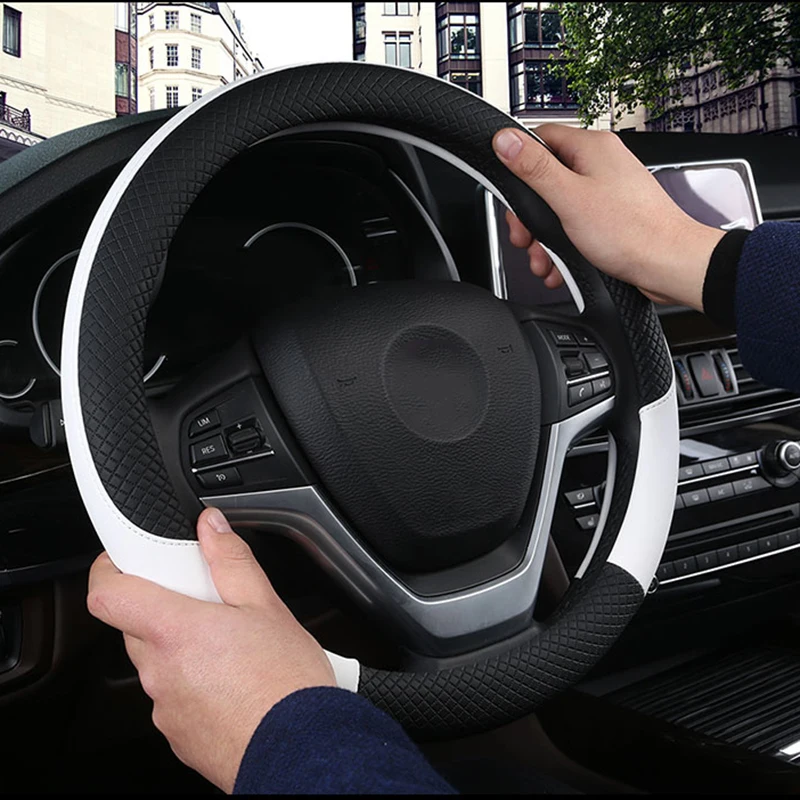 Universal Car Steering Wheel Cover For 37-38cm Steer Wheel Faux Leather Breathable Car Wheel Cover Interior Auto Accessories - Image 6