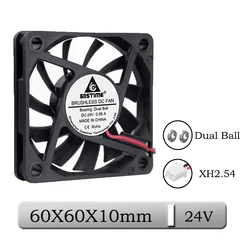 1 Pieces Gdstime DC 24V 6cm 60x60x10mm Dual Ball Bearing Brushless Cooler Cooling Fan 60mm 60mm x 10mm Computer Case Cooler Fan