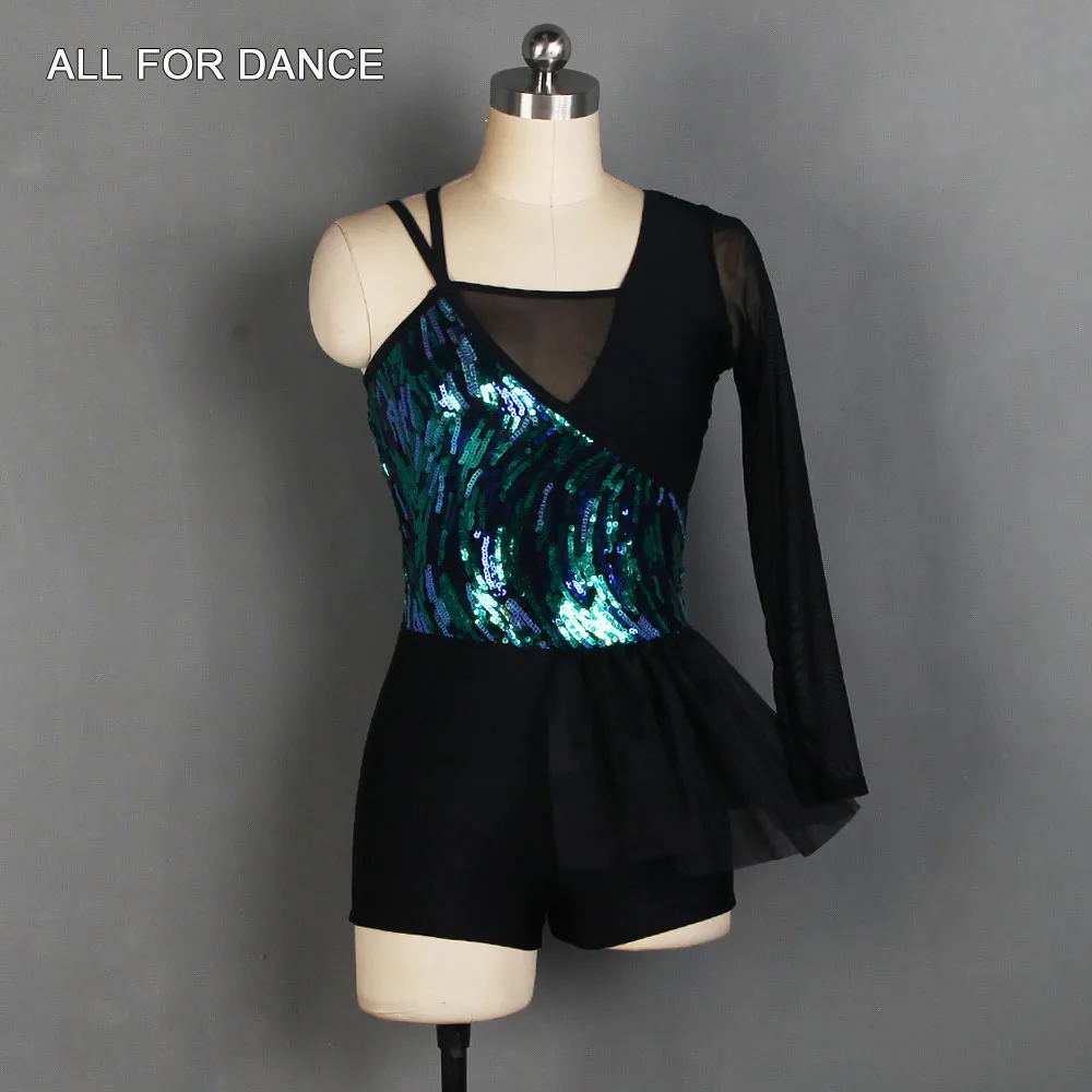 

18590 Women Stage Performance Jazz/Tap Costumes, Lycrical Dance Dress Sequin Top Bodice Ballet Dress Dance Costumes