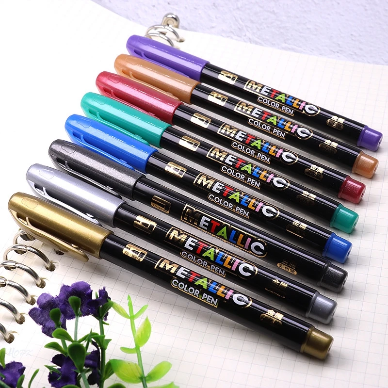 8Colors set Metalli Paint marker Pen Art Marker pen mark write Stationery Student Office school supplies Calligraphy pe