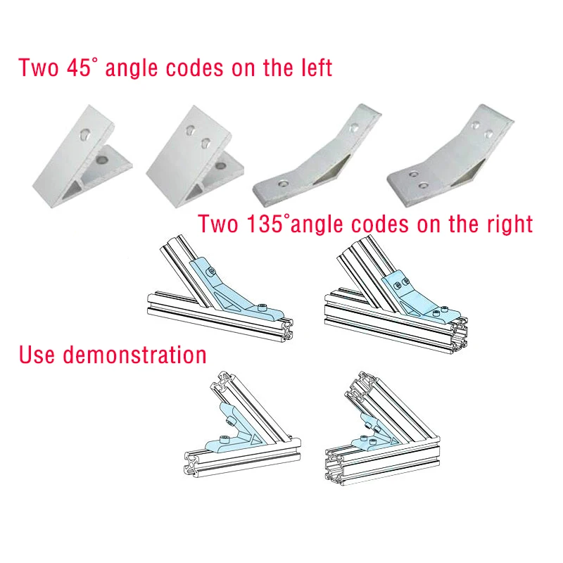 1pcs 45 Degree Corner Code Profile Bracket Industrial High Intensity Corner for 2020 2040 3030 4040 4545 5050 Aluminum Profile