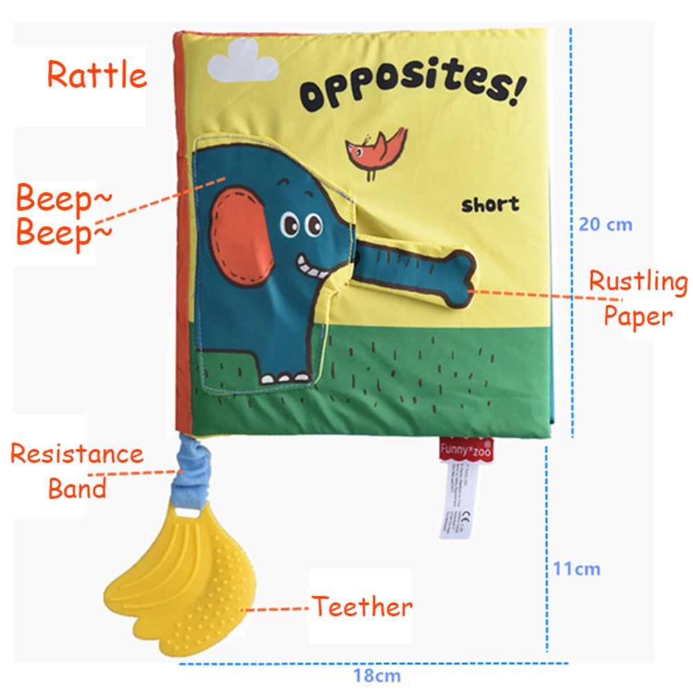 Soft Elephant Book Three-Dimensional Puzzle Early Education Tooth Tape Baby Cloth Books for Children Stuffed Plush Baby Book 29