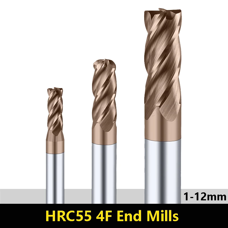 OLTRE HRC55 Fresa in metallo duro a 4 flauto 1.5mm 4mm 8mm 12mm Acciaio al tungsteno Utensili per tornitura CNC Rivestimento in lega Fresa
