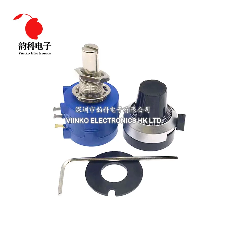 3590S-2 3590S Series Precision Multiturn Potentiometer 10 Ring Adjustable Resistor + 1PCS Turns Counting Dial Rotary 6.35mm Knob