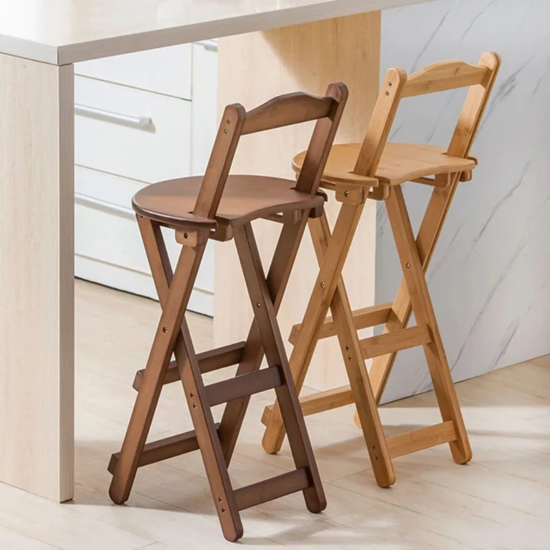 Sgabello alto 84.5cm sedia posteriore pieghevole in bambù Mazha panca portatile salvaspazio per uso domestico sedile da cucina marrone scuro