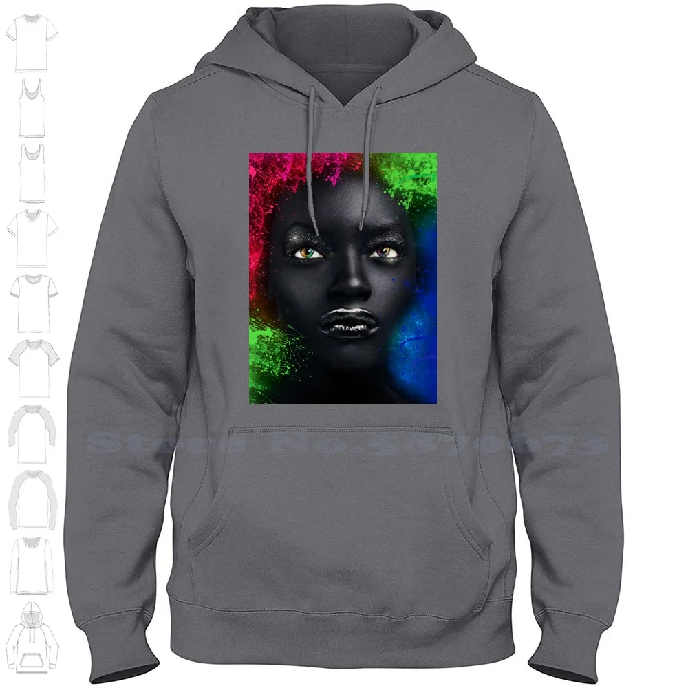 African Queen Long Sleeve Hoodie Sweatshirt Queen Womens Tribal Black Abstract Beauty African Female Face Jewelry Tattoo