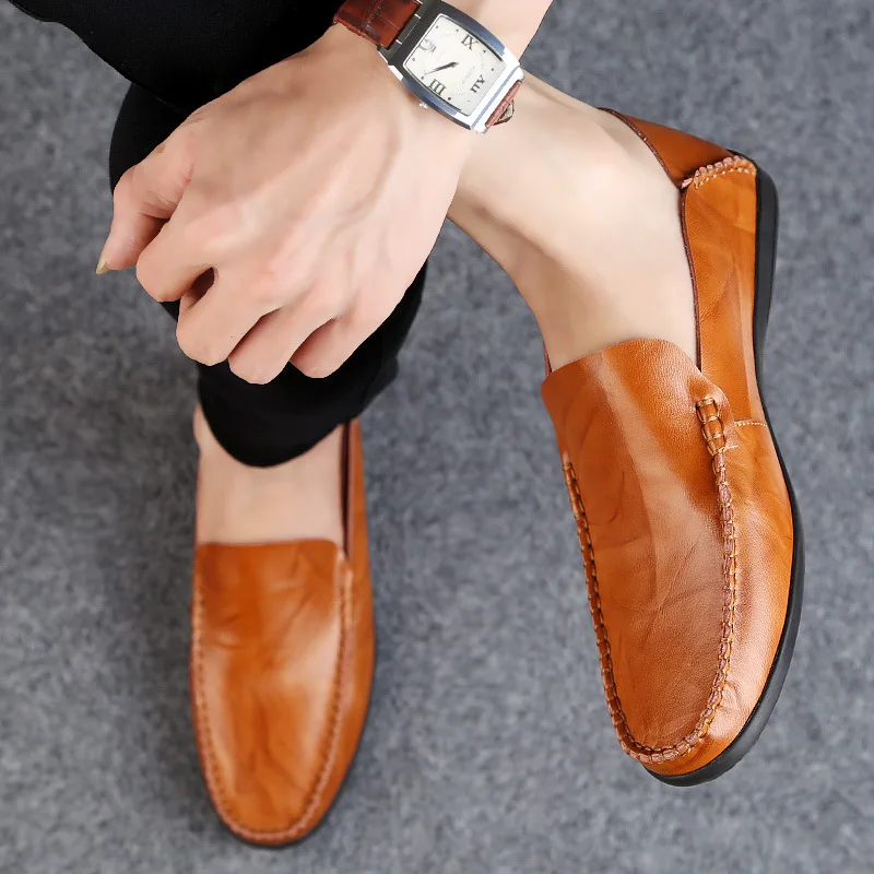 Men Loafers Shoes Soft Genuine Leather Slip-On Sneakers Male Casual Luxury Brand Spring Men Loafers Mocassin Zapatos Hombre