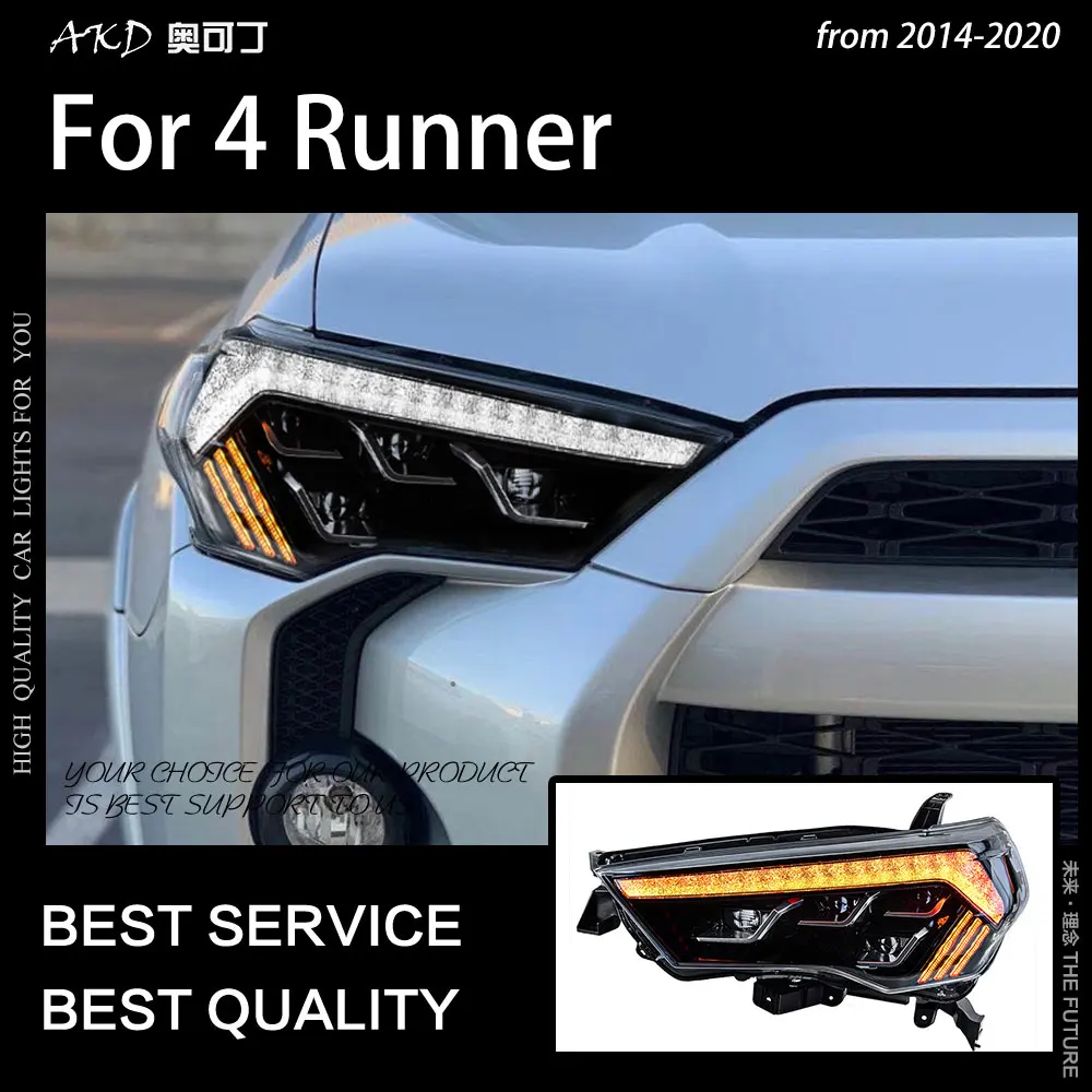 Car Styling Head Lamp for 4 Runner Headlights 2014-2020 4Runner LED Headlight DRL Dynamic Signal projector lens auto Accessories