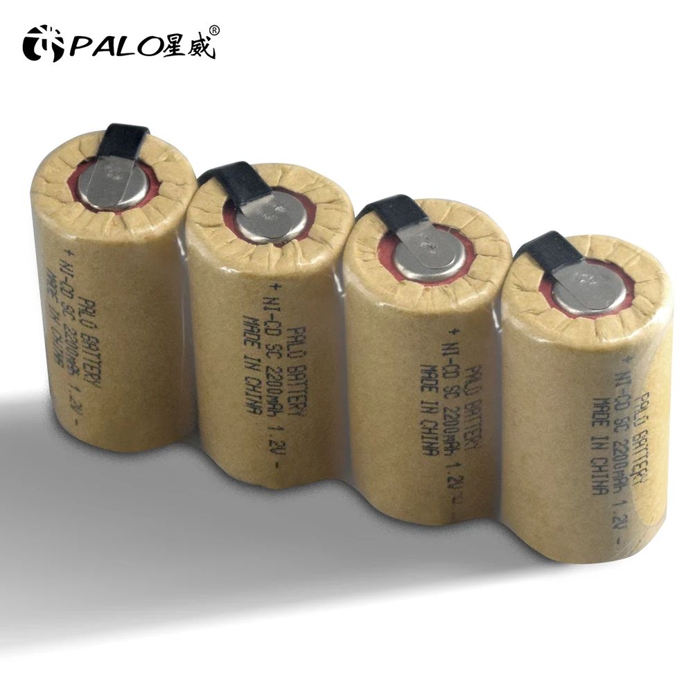 PALO 1,2 В SC аккумуляторная батарея 2200 мАч Ni-Cd C Cell Sub C аккумулятор для отвертки, электрической дрели, электроинструмента, аккумулятор