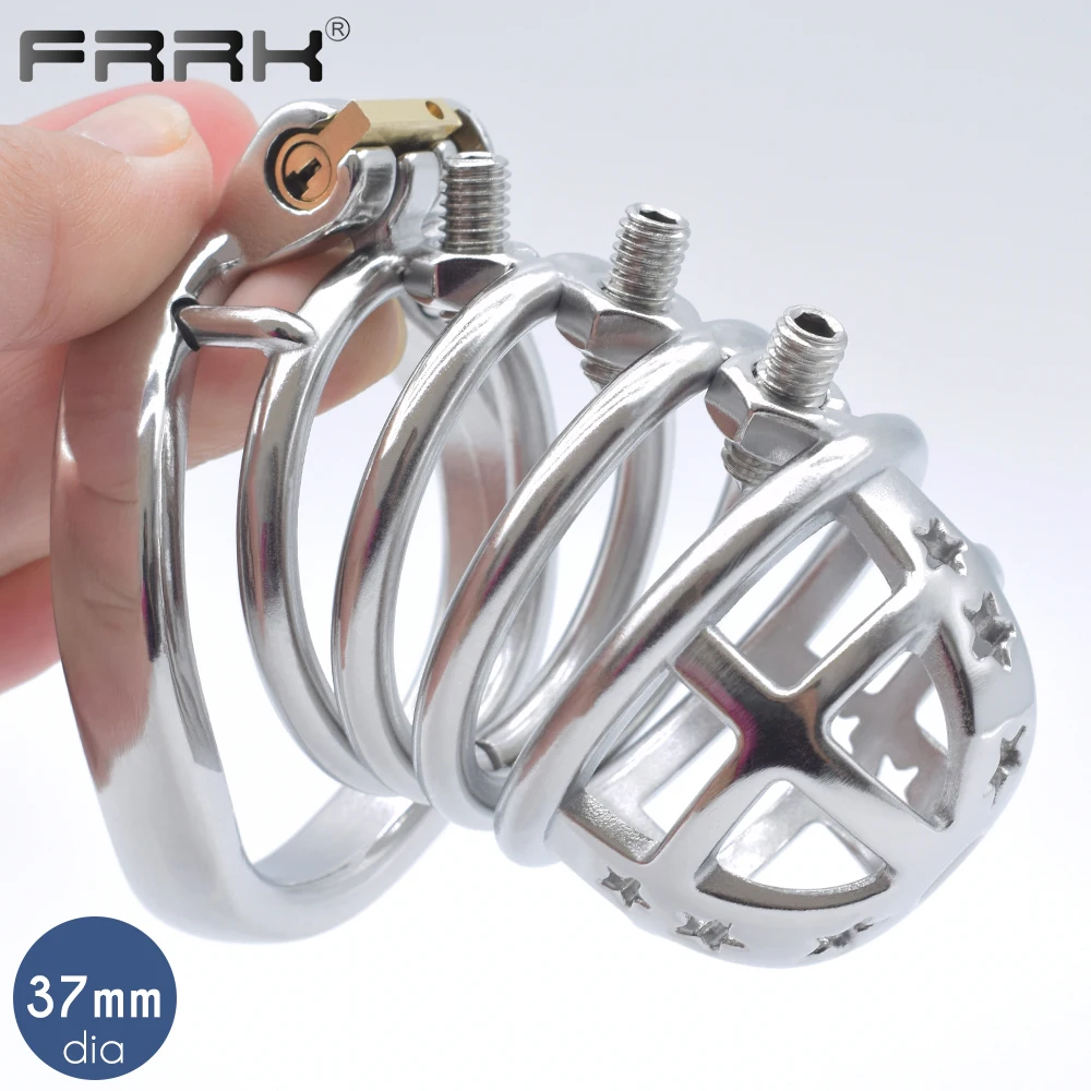 FRRK Metal Spiked Chastity Cage Spines for AdulTs 18 Men\'s Penis Rings Male BDSM Sex Toys Bondage Belt Gay Device