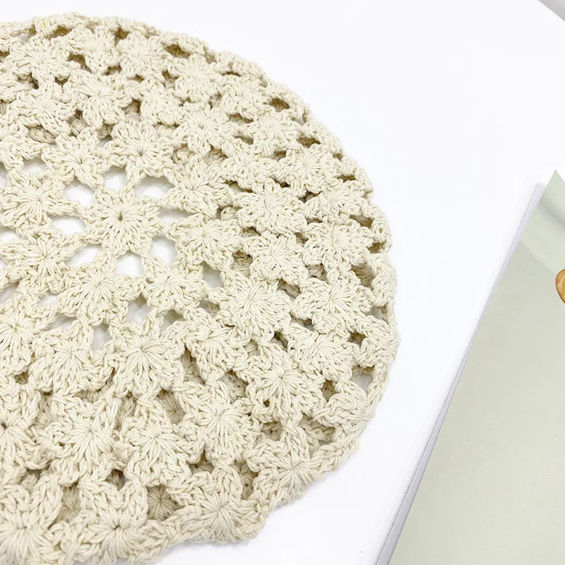 Hollow Out design Women\'s knitted hat Beanies Lady Girl Beret hat Crochet Soft Artist hat French Painter Pumpkin hat Caps Gorro