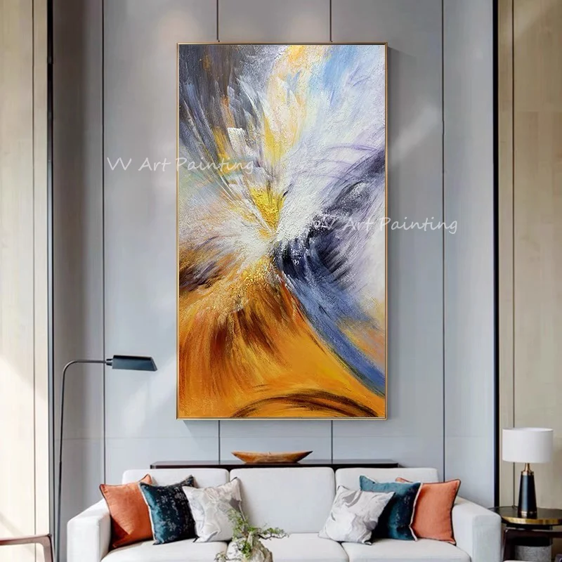 

colorful orange blue grey abstract 100% Hand Painted Abstract Oil Painting Modern Wall Art Living Room Picture Home Decoration