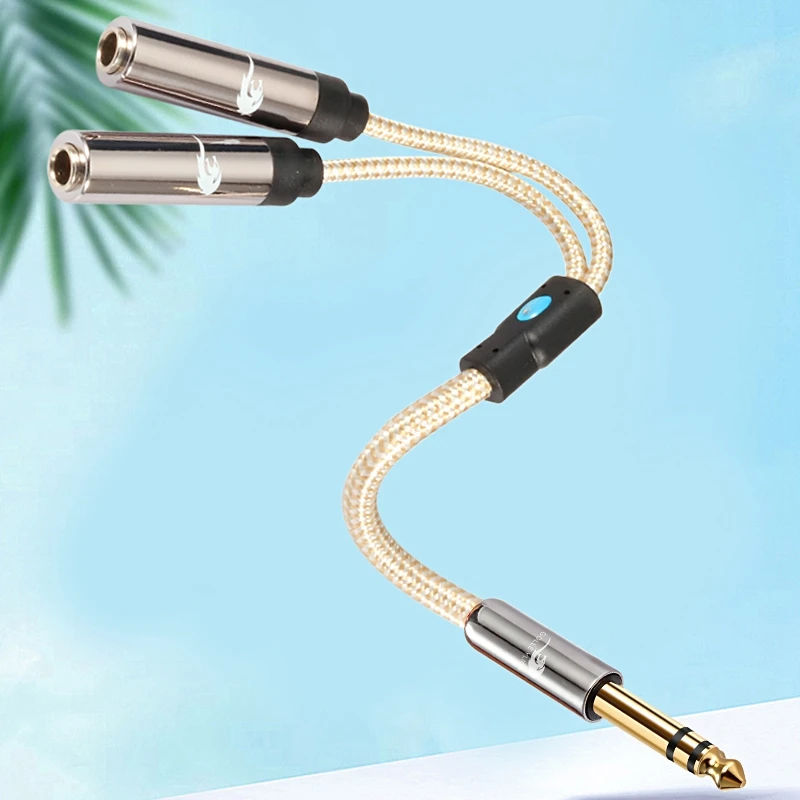 

Audiophile Conversion Cable Stereo 6.35mm to Dual MONO 6.35mm Female for Recorder 1/4 Inch TRS Jack Splitter Cable Gold Plated