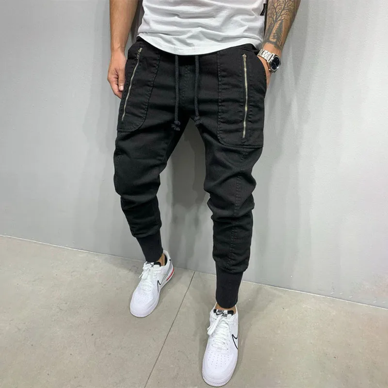 Pantaloni Cargo uomo 2021 Hip Hop Streetwear cotone moda Casual Multi-tasca cerniera pantaloni a matita uomo pantaloni sportivi da jogging verdi