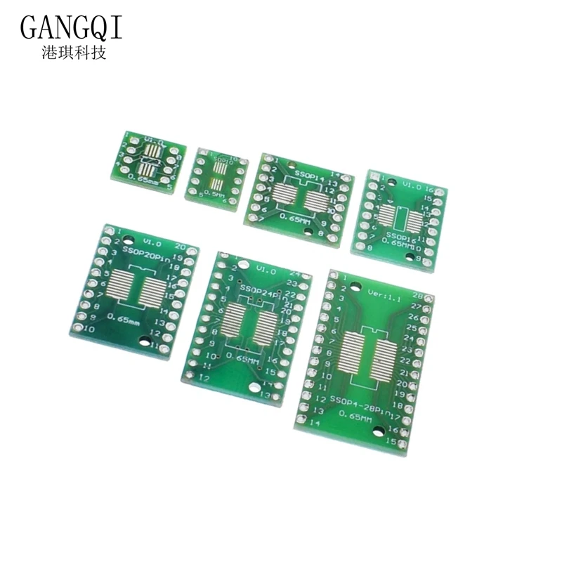 Imagem -03 - Kit de Placa Pcb com Turn to Dip Adaptador Placa Conversora Smd Fqfp 32 44 64 80 100 Htqfp Qfn48 Sop Ssop Tssop 16 24 28 30 Peças 6x5 Pcs