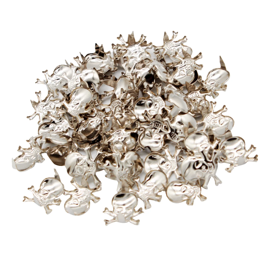 50Pcs Gothic Skeleton Skull Metal Studs Claw Rivets For Clothing Shoes Bags Decoration DIY Leather Craft