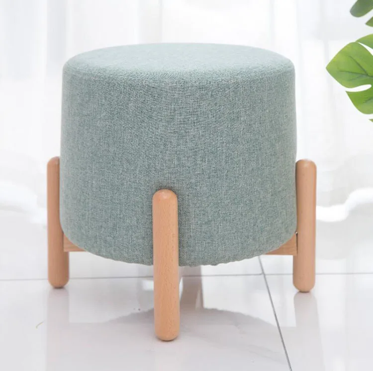 

Modern Round Stools Upholstered Footstool for Living Rome Sofa Fabric Ottomans Chairs