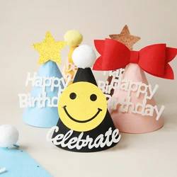 1Pcs Baby Boy GIRL Birthday Headband Star Smile Hairband Baby Shower Hat Photo Prop kids 1st Birthday party Decoration