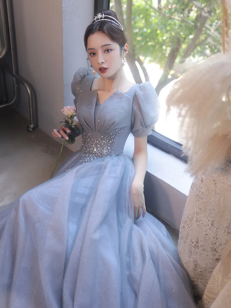 

Elegant Blue Fairy Evening Dress Women Gown Prom Tulle Formal Party Gown Vestidos De Fiesta