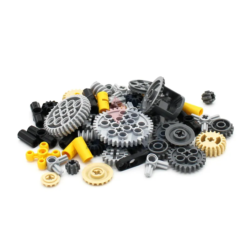 55pcs/lots MOC High-tech Series Parts Compatible with Car Model Building Blocks Set Multiple Gears Group Bricks Toys for Kid Boy