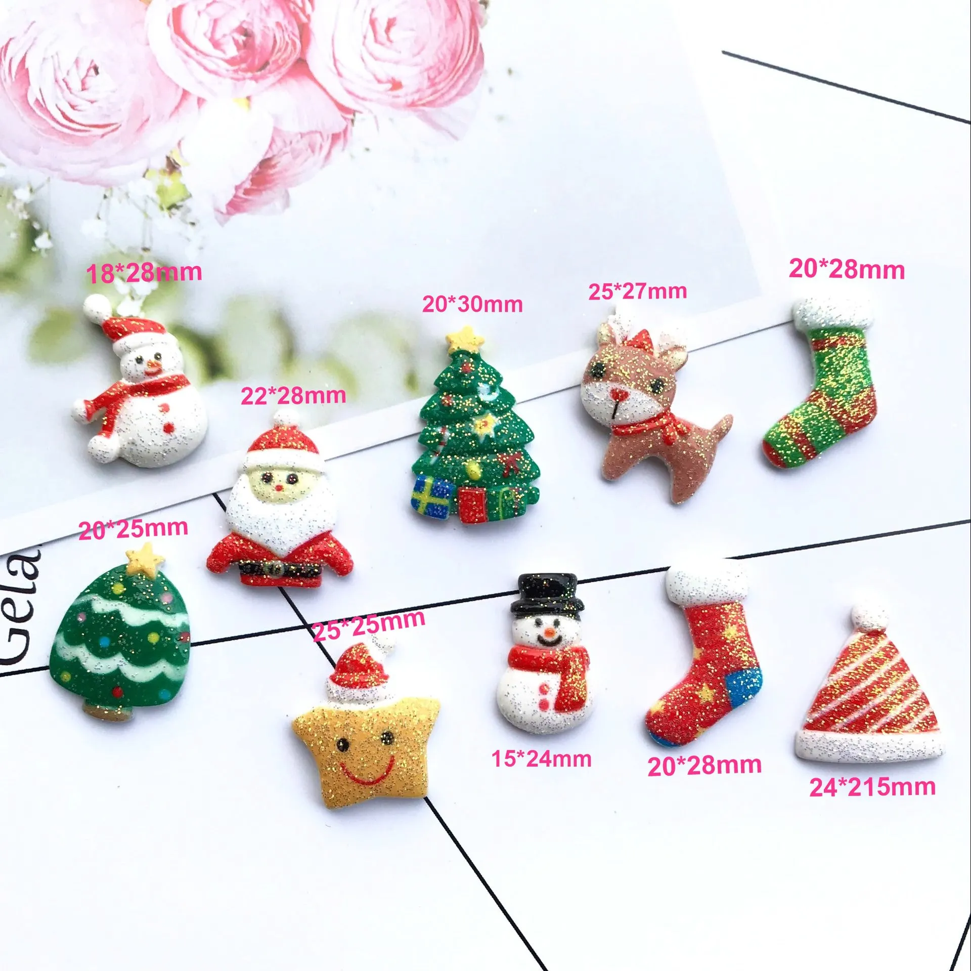 10pcs Resin Christmas Charms for Slime DIY Polymer Filler Addition Slime Accessories Toys Modeling Clay Kit for Children