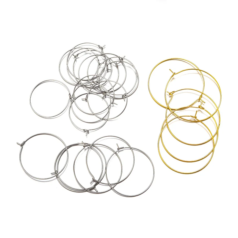 20-50pcs/Lot Gold Color  Big Circle Earring Hoops Wire Loop Earring For DIY Dangle Earring Jewelry Making Supplies