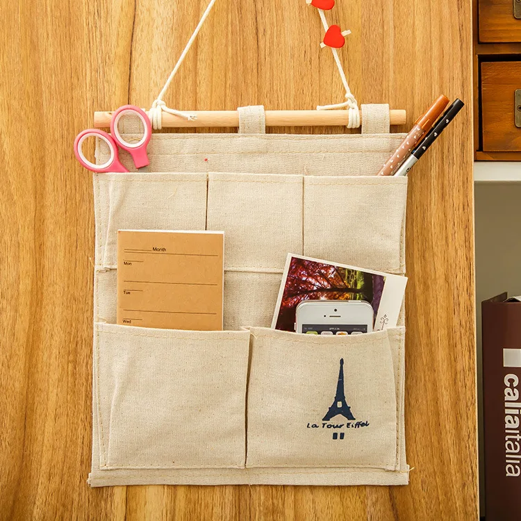 5 Pocket Hanging Handbag Jute Organizer for Wardrobe Closet Transparent Storage Bag Door Wall Clear Sundry Shoe Bag Home Decor